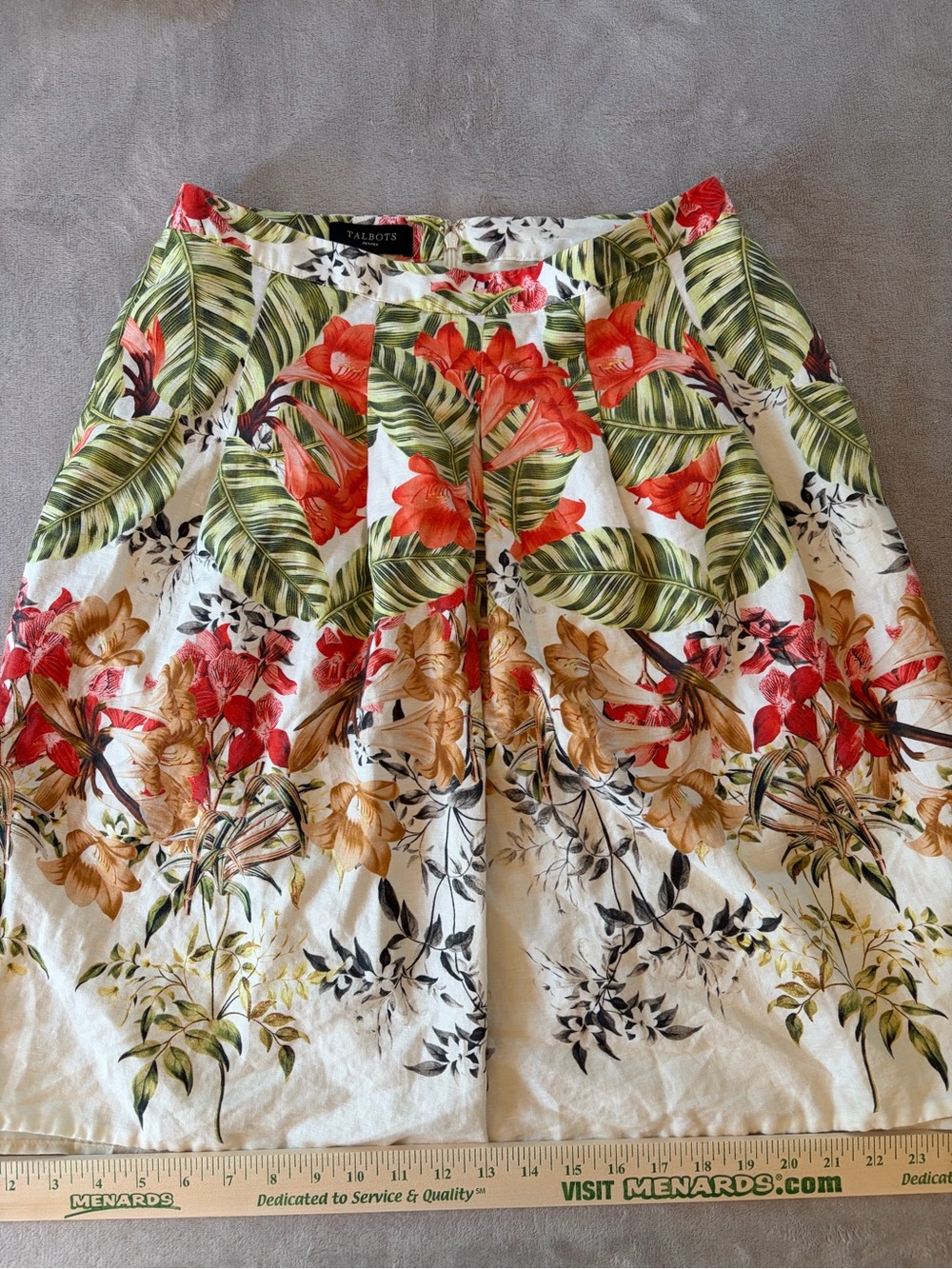 Talbots White Floral Tropical Print Skirt